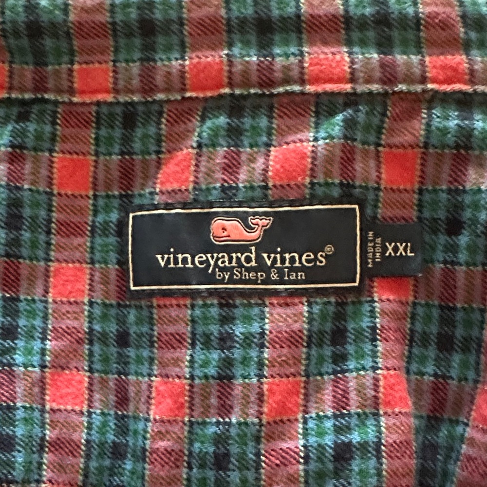 Vineyard Vines Red and Green Plaid Button-Up Shirt